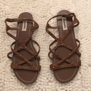 Brown with bronze studs sandals